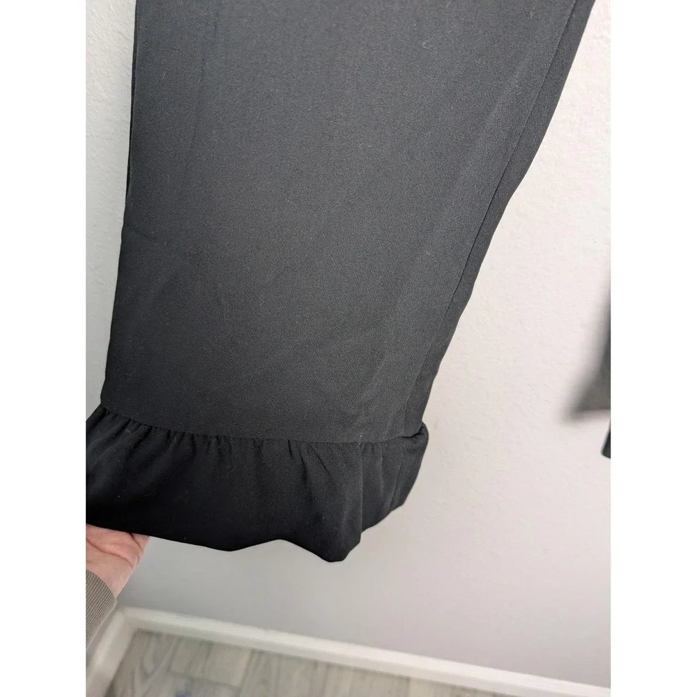 Banana‎ Republic Pants Womens 14 Black Crepe Tapered Dress Ruffle Stretch Zip